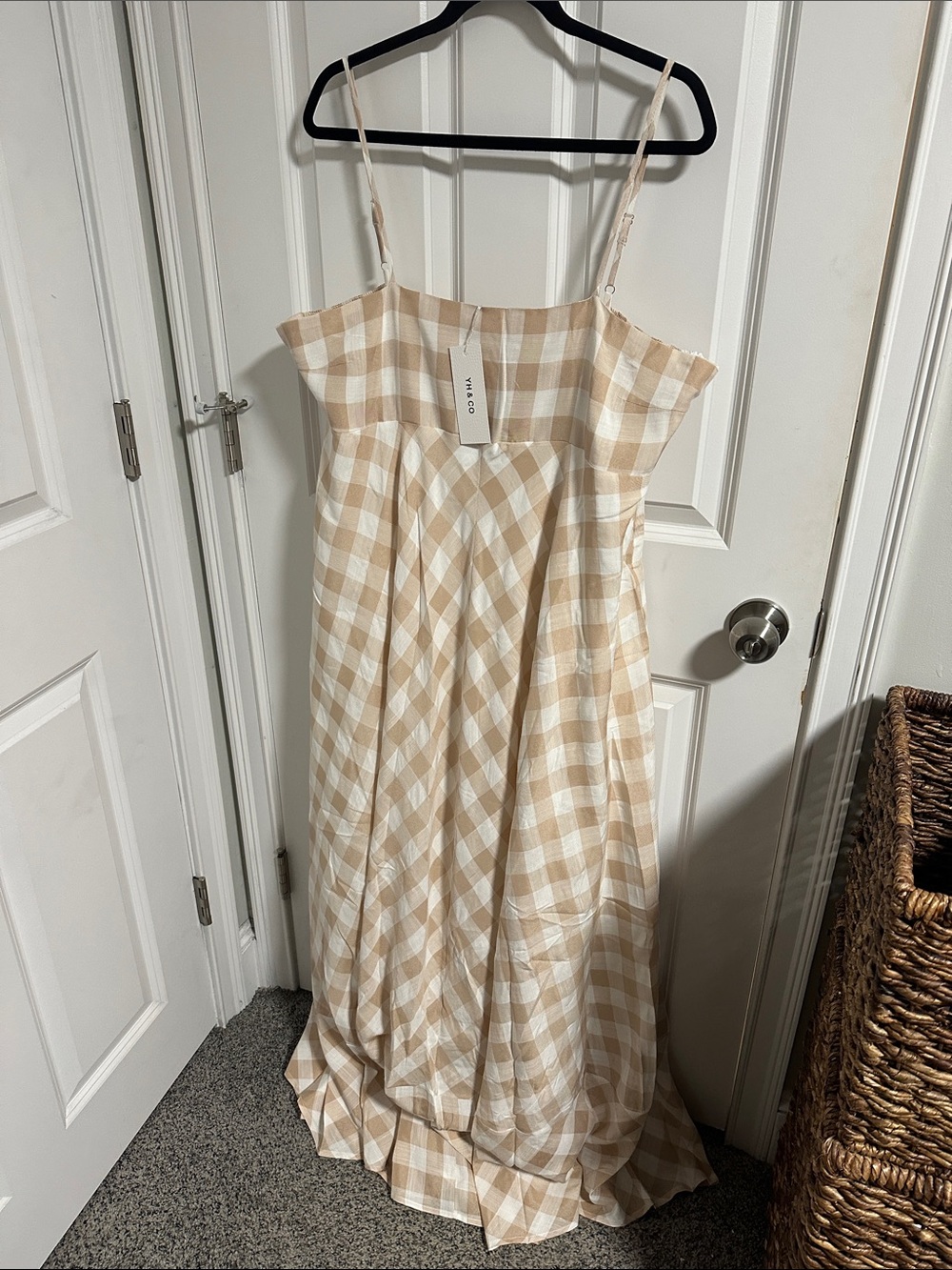 NWT - From SHOWPO - YH & CO Cream and White Gingham Maxi Dress